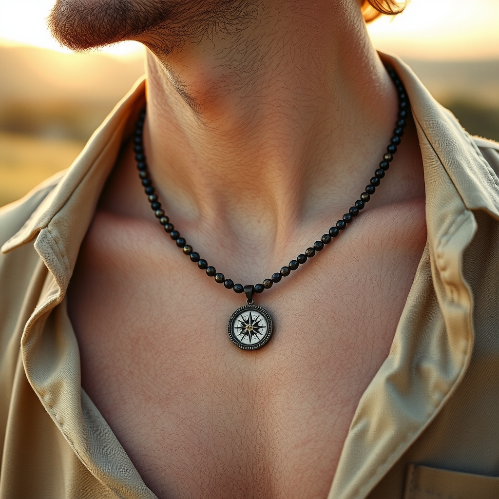 Brújula del Alma · Collar de Ojo de Halcón con Brújula · puesta