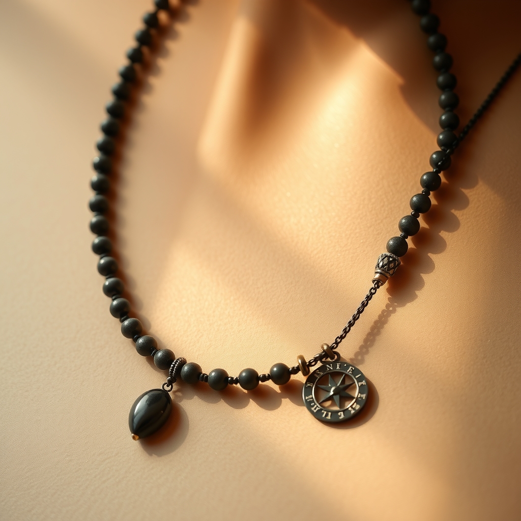 Brújula del Alma · Collar de Ojo de Halcón con Brújula · foto de estudio