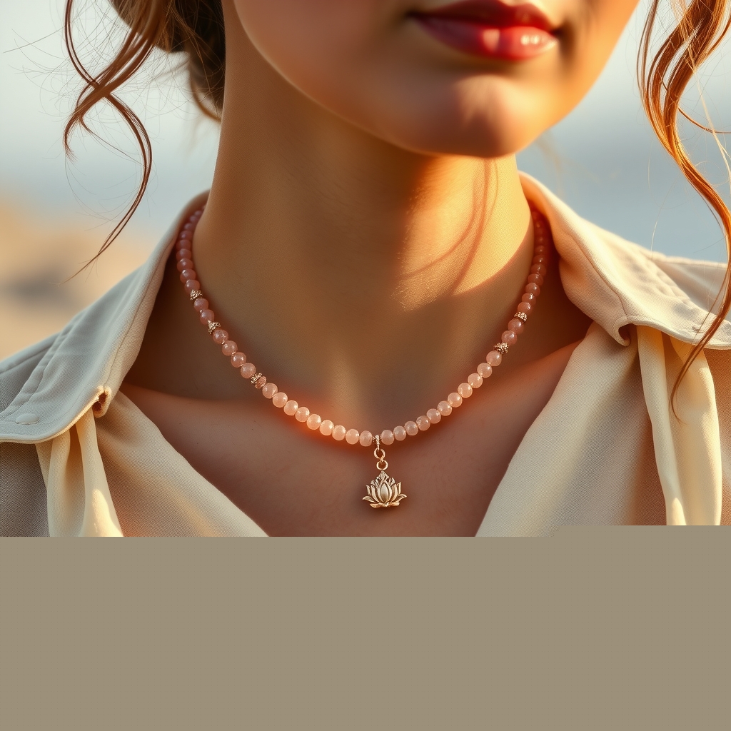 Corazón Abierto · Collar de Cuarzo Rosa con Loto · puesta