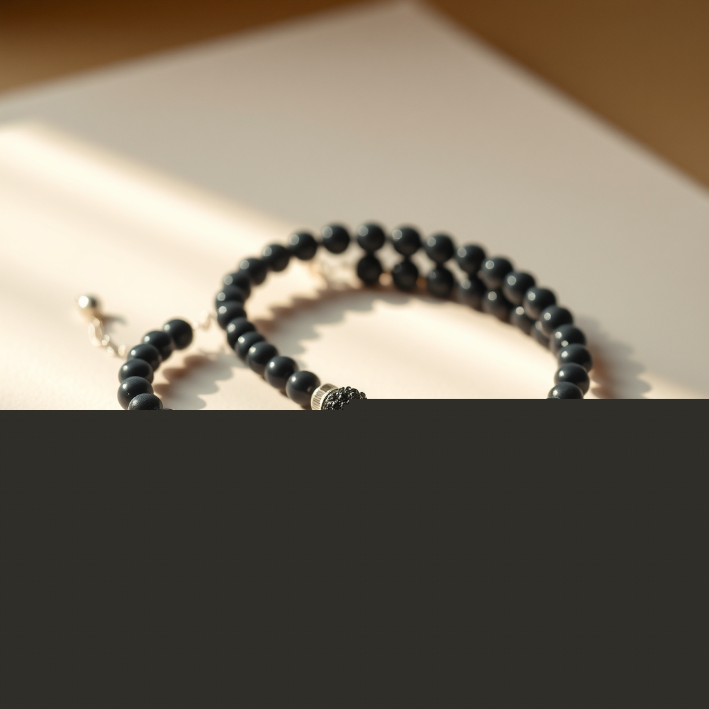 Escudo Silencioso · Pulsera de Turmalina Negra y Hematita · foto de estudio