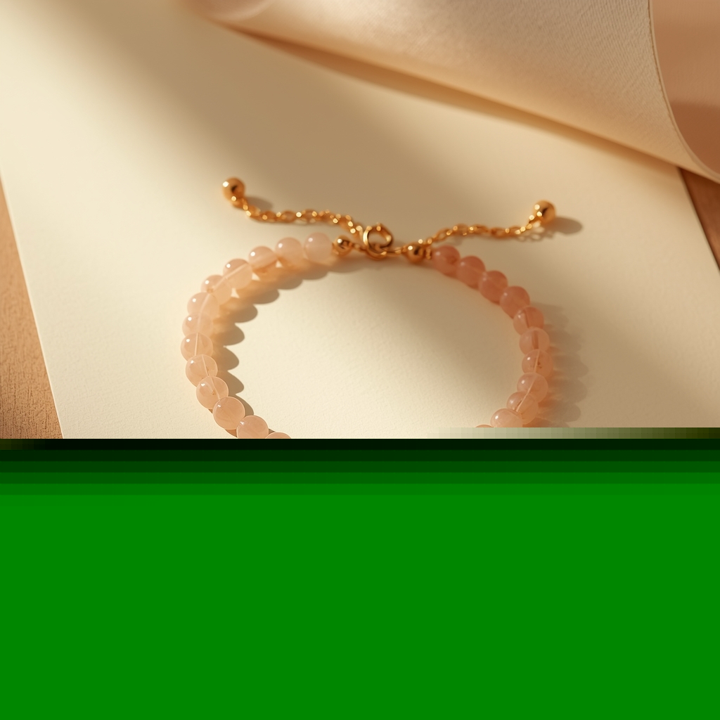 Latido Rosa · Pulsera de Cuarzo Rosa con Corazón · foto de estudio
