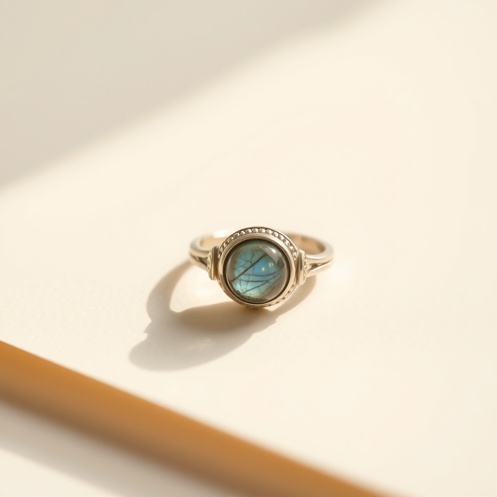 Luz Interior · Anillo de Labradorita · foto de estudio