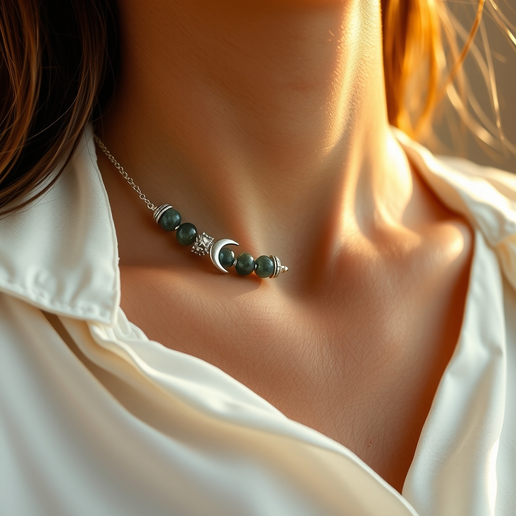 Luz Interior · Collar de Labradorita con Luna · puesta