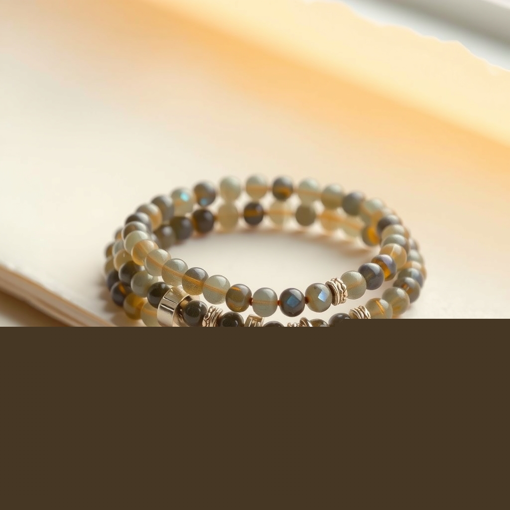 Luz Interior · Pulsera Envolvente de Labradorita con Luna · foto de estudio