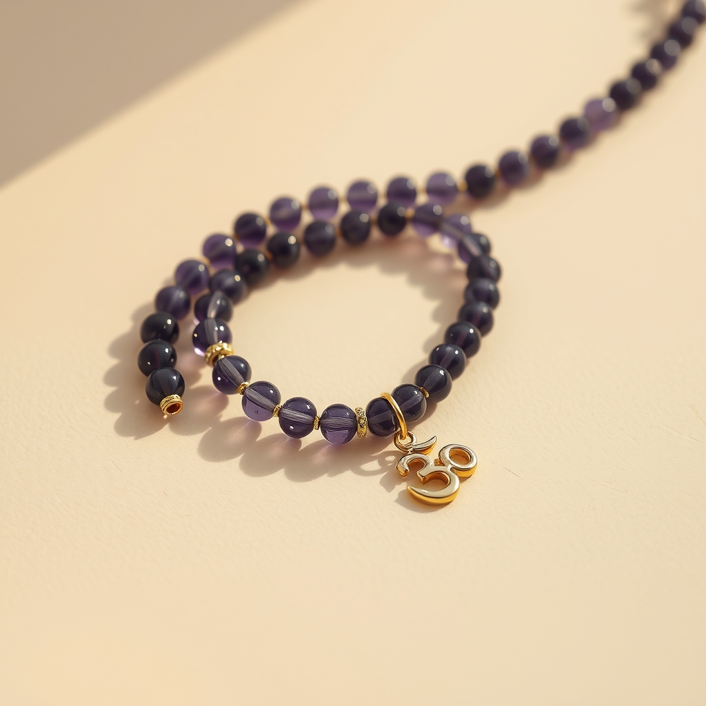 Mente Serena · Collar de Amatista con Om · foto de estudio