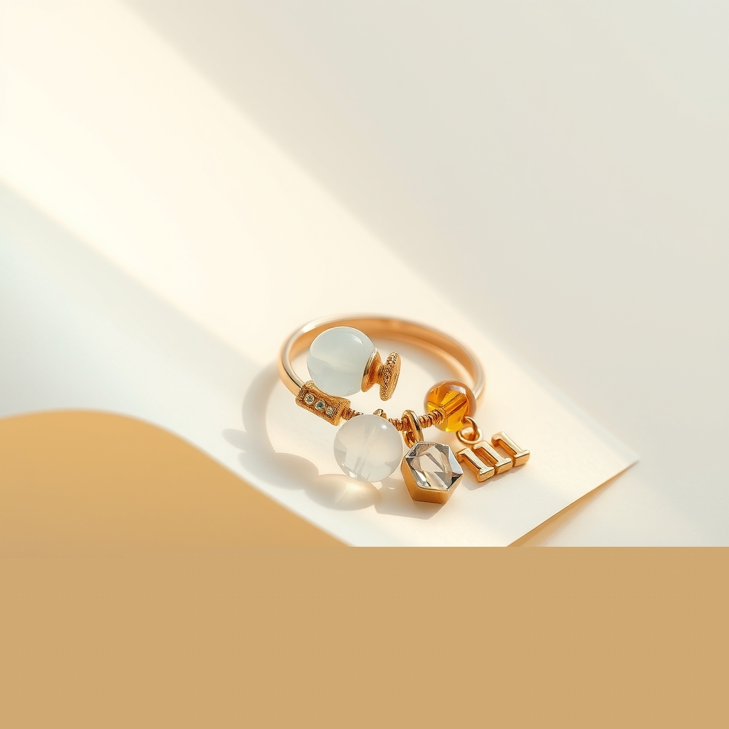 Once y Once · Trío de Anillos Apilables de Piedra Luna y Citrino · foto de estudio
