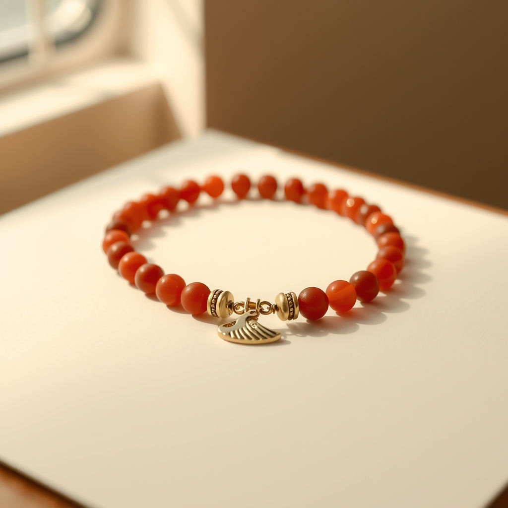 Pulso de Vida · Hilo Rojo con Cornalina y Ola · foto de estudio